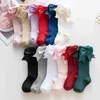 Kids Socks 12 color girl socks double bow cotton baby soft long tube childrens princess knee high 0-7Y d240513