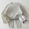 مجموعات ملابس Milancel مجموعة ملابس الأطفال Toddler Boy Set Waffle Girl مجموعة SETL2405 عارضة