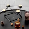 Bandlers créatifs modernes Metal Nordic Style Black Geométrique Glamour Soporte Vela Decor