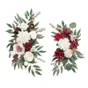 Fleurs décoratives 2 pièces de mariage arc couronne de swag floral fond de toile de fond de soie suspendue à la main pour la cérémonie de décoration de porte d'entrée mur d'ornement