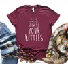 T-shirt feminina Mostre-me sua camiseta de impressão de gatos gatos mulheres casuais algodão tops regulares confortáveis vintage simples e amigável à pele TS Y240509