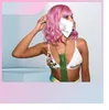 Parrucca ondulata pastello con bob di aria corta bob rosa viola riccio rosa lunghezza di spalla sintetica quotidianamente usa parrucca cosplay colorata per ragazze (12 ", rosa viola)