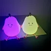 Creative Mini Cute Cartoon Pear Shaped Pat Light Bedroom Lamp Soft Silicone Rechargeable Night Light for Kids 240507