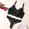 Sexy set Ellolace lingerie transparante bh -dames 2 -delige kant ondergoed witte sensuele bruiloft intieme porno erotische outfits Q240511