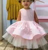 Mädchenkleider Baby Sommer gestreiftes Mesh Nähen Prinzessin Kleid Kinder Geburtstagsfeier Ballkleid