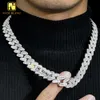 Fabricant de chaîne de liaison cubaine de 16 ans 16 mm Baguette Moissanite Diamond Hip Hop Colliers de bijoux glacés Sterling Sier
