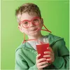 Dricker sugrör nyhet roliga glasögon mjukt diy kreativt rör för barn vuxna
