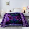 Blankets Butterfly Throw Blanket Purple And Blue Design For Kids Adts Cozy Couch Sofa Bed Living Room 230923 Drop Delivery Home Garden Dhica
