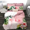 Sängkläder. Wensd Pink Girl Sweet Twin Set Reactive Print Lovely Flamingos Rose Flower Däcke Cover Double Single Bed