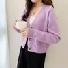 Women's Knits Woman Sweater Cardigan Knitting Solid Color Long Sleeve Button Tall Waist Woman's Clothing Drop LXJ22238