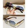 Sunglasses Metal Rimless Fashion Luxury Steampunk 90s Glasses Vintage UV400 Protection Eyewear For Women Men