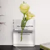 Vases Book Vase for Flowers Ornemental Transparent Acrylique ressemblant à une fleur esthétique en forme de livre floral