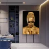 Drôle conçu africain Golden Woman Pictures Canvas Affiche Mur art PEINTURE PEINTURE RÉSUMÉ PORTRAIT IMAGE HD Impression pour le salon Décoration de la maison Cuadros