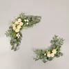 Decoratieve bloemen 2 stks kunstmatige bloem swag met groene bladeren welkom bord bruiloft boog voor voordeur prik tafel achtergrond decoratie