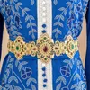 Paski w talii luksusowy marokański styl małokrotny z kwiatowym designem arad ślub ślubny łańcuch kaftan w talii biżuteria z złotym ciałem Q240511