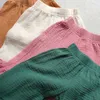 Shorts pour enfants Vêtements fille coton bride plissée pantalon long couleurs solides décontractées shorts enfants bébé pantl2405