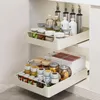 Kitchen Storage Adjustable Cabinet Organizer Heavy Duty Drawer With Self-adhesive Stripe For Seasoning Small Cabinets