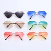 Gafas de sol fantasía gafas al aire libre lentes océano lentes en forma de corazón de lentes de sol gradiente de metal