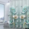 Cortinas de chuveiro cortina de padrão branco elegante com ganchos lavable banheiro lavável Janela de decoração de banheiro