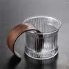 Tasses Tasse de café en verre anti-scalding avec porte-tasse en noyer thé japonais 140 ml de petite gêne à thé