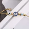 Nouvelle mode Gold Bead Femmes Chaîne de serpents en acier inoxydable Blue Evil Eyes Bracelet pour les femmes