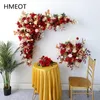 Flores decorativas Rosa vermelha casamento Floral Ball Wall Holding Triangle Flower Arch Fake Row Party Celebration Backdrop Layout