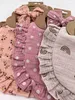 Bibs buccia panni 2 pezzi/set bordo pieghetta semplice bavasole pezzetto per bavaglini gambo gambo stampato floreale asciugamano per alimentazione burp abbigliamento sciarpa d240513