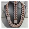 Hip Hop Rapper Cuban Sier 25Mm Wide 4 Rows VVS Moissanite Full Iced Out Cuban Link Chain Necklace