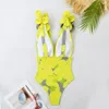 Swimwear Women 2024 Sexy 3D Fleur un morceau de maillot de bain avec jupe Femmes monokini imprimement licou