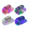 Flashing Hat Cowgirl Wholesale Light LED Up Sequin Cowboy Hats Luminous Caps Halloween Costume S s