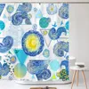 Akvarellblå stjärnhimmel duschgardin polyester tyg badgardin för badrumsgardindekor duschgardiner Cortina Ducha 240512
