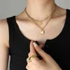 Pendant Necklaces Trend Ins Letter M Pendant Necklace Double layered Korean Necklace Set with White Shell Womens Festival Jewelry Gifts J240513