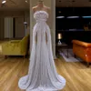 New Dubai Style White Glitter Prom Robe Long One épaule Sirène musulmane Robes de fête de soirée Célébrité Robe de tapis rouge en fuite 293