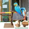 Other Bird Supplies Parrot Swing Hanging Toy Natural Wood Bell Cage Toys Rough Surfaces Design Climbing For Budgie