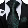 Neck Tie Set Men Tie Green Black Floral Necktie For Men Designer Tie Set Hanky Cufflinks Fashion Tie Business Wedding Party MJ-7177