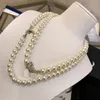Frauen c Anhänger Halsketten Cclies Herbst und Winter Perle Pullover Kette Gold Langfrau Juwelier Designer Top -Qualität Luxus Choker 883
