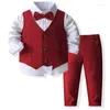 Ensembles de vêtements 1 à 6 ans pour garçons Gentleman Formal Suit Baby Shirts à manches longues Bouton Bouton Bouton Up Up Wiltco Pantal