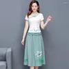 Abiti da lavoro single/abito plus size 5xl set da donna 2024 grasso mm in stile cinese Momther Hanfu ha migliorato il Cheongsam eleganti abiti da top bianca