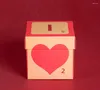 Wrap regalo 10pcs Hearts Design Candy Boxes a cioccolato quadrato con nastro per matrimonio (rosso)