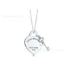 S925 Silver Tiffanyjewelry Heart Pendants Seiko High Edition 925 Rose Gold Key Necklace Di Love Collar Chain