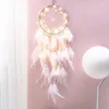 Figurine decorative Girl Heart Purple Feather Tapestry with Light Wall Ornaments Lace Ribbons Girl Room Door Decor