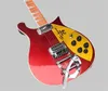 620 660 6 String Metallic Red Jazz Electric Guitar Checkerboard Flock ، Signature Gold Sparkle Pickguard ، Lacquer Glos