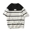 Herren T-Shirts Sommerrunde Hals Mode Kurzarm T-Shirts Man High Street Striped Kontrastfarbe Patchwork Pullovers Casual Lose Y2K