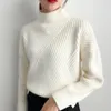 Kvinnors tröjor högkvalitativa kvinnor Autumn Winter Sweater Sticked Female Polluver Turtleneck Femme Knitwear 6 Colors White Yellow