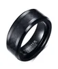 Trouwring afgeschuinde rand 8mm Comfort Fit Mens Black Tungsten Carbide Weeding Band Ring met zwarte koolstofvezel26243097442