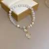 Kadınlar için Doğal Kristal Bilezik Beyaz Opal Taş İnci Moda Şanslı Kadın Mücevher Bangles Hediyesi
