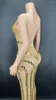Robes décontractées mode Golden Rinestone Femme Femmes Long Robe Sans manches Sandes transparentes Bar Party Party Party Show Wear Stage Costume