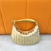2023 Hot Selling Genuine Leather Dumpling Bag with Large Capacity Metal Handle and Shark Weave Pattern for Women