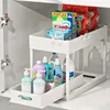 Кухня для хранения 2 уровня под раковиной Организатор раздвижной шкаф для корзины вытягивает многоцелевой стойку для ванной