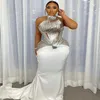 2021 Arabski Arabiic Aso Ebi Ebi White Syrenka Sexy Sukienki na bal mat